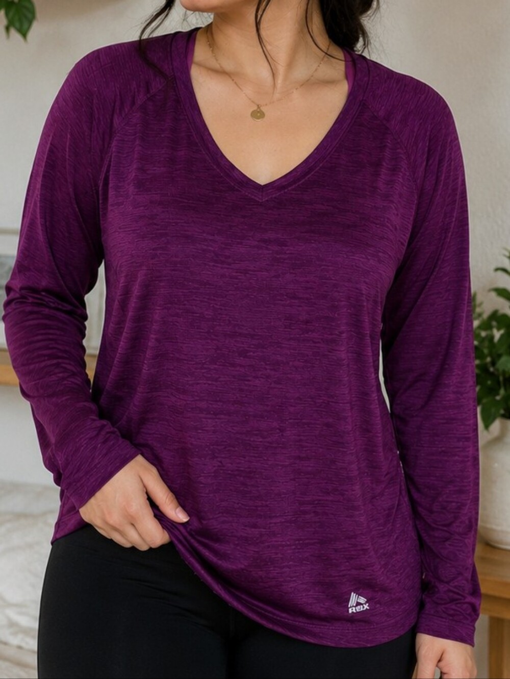 RBX Purple V-Neck Long-Sleeve Performance Tee